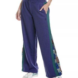 FP Movement Women’s Kickoff Terry Cotton Sweatpants Floral Inset Wide Leg Large